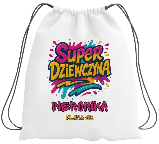 Plecak z imieniem Super Dziewczyna worek na buty do szkoły przedszkola