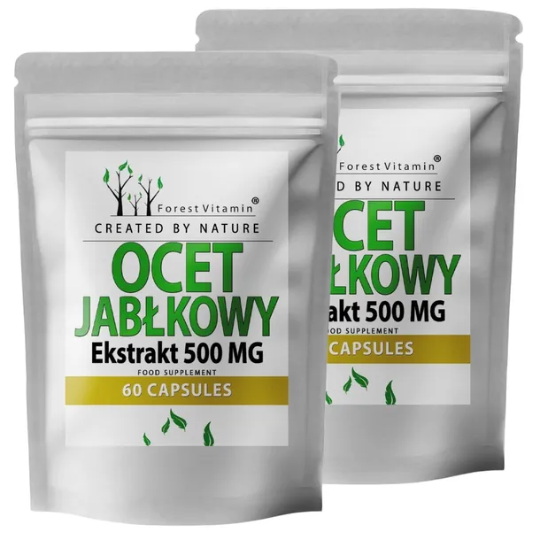 Ocet jabłkowy 500 mg Odchudzanie Metabolizm Forest Vitamin 60 kaps. x 2 op.