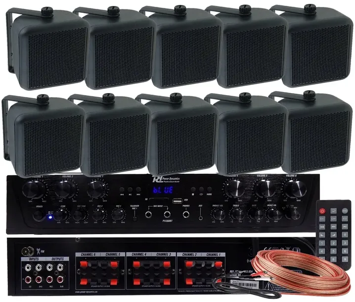 JBL 10 KOLUMN GŁOŚNIKI NAŚCIENNE SUFITOWE WZMACNIACZ STREFOWY BLUETOOTH USB