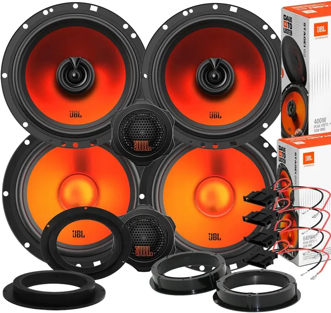 JBL MOCNE GŁOŚNIKI VW GOLF 5 JETTA TIGUAN TOURAN OCTAVIA PRZÓD+TYŁ +SYKI