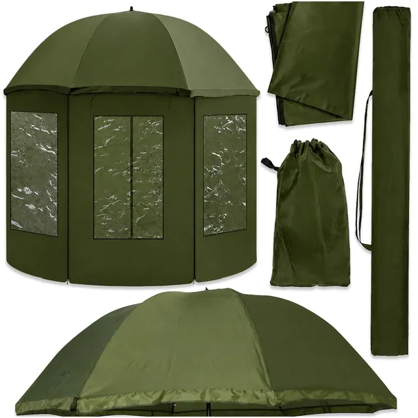 NAMIOT WĘDKARSKI WODOODPORNY PARASOL Z PEŁNĄ OSŁONĄ NA RYBY Z BOKAMI 240CM