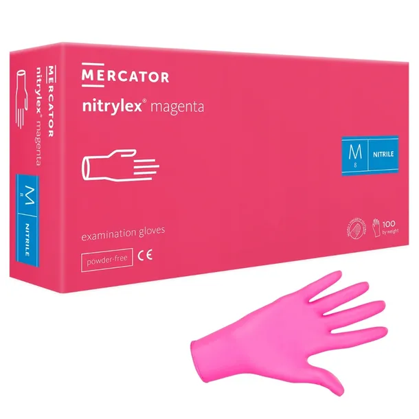 Rękawiczki rękawice nitrylowe MAGENTA 100szt M