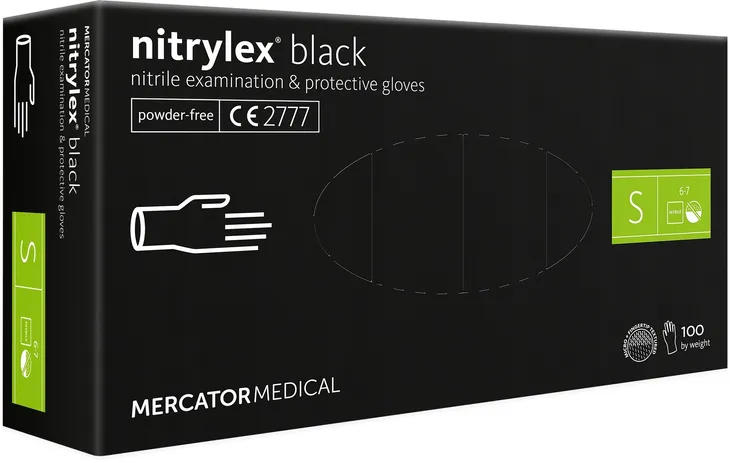 Rękawice Mercator Medical Nitrylex Black r. S czarne 100 sztuk