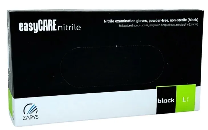 Rękawice nitrylowe bezpudrowe czarne ZARYS EasyCARE rozm. L 100szt