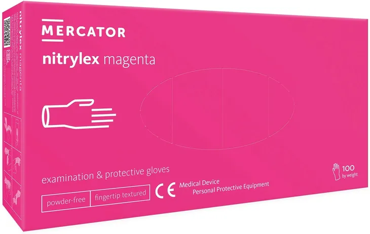 RĘKAWICE rękawiczki NITRYLOWE pink MAGENTA RÓŻOWE XS