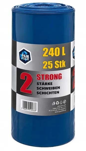 Worki na śmieci 240L 25szt 2STRONG super GRUBE super MOCNE podwójna folia