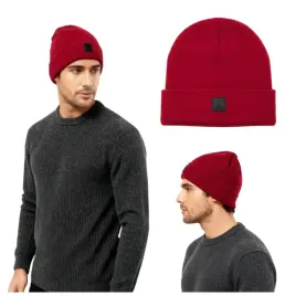 ciepla-czapka-zimowa-meska-z-wywinieciem-beanie-bordowa-captain-mike