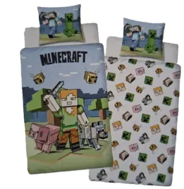komplet-poscieli-bawelnianej-160x200-minecraft-zielony-halantex-dla-fana