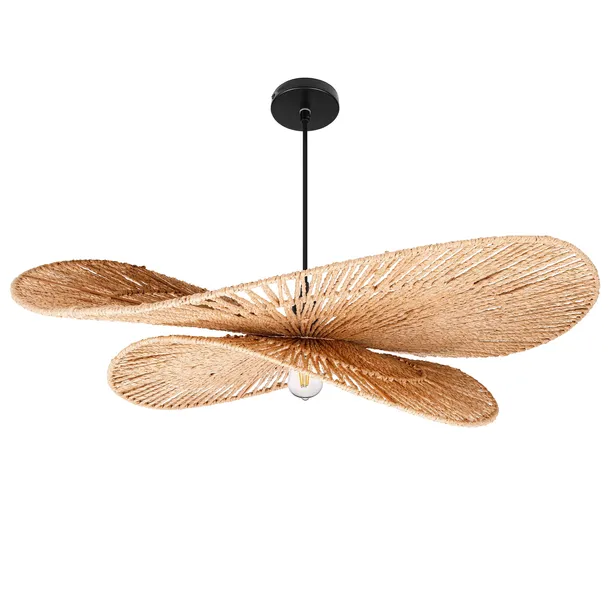Lampa sufitowa LED wisząca żyrandol E27 oprawa pleciona 80cm boho BAMBUSOWA
