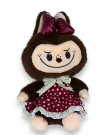 maskotka-duzy-pluszak-35cm-w-bordowej-sukience-w-groszki