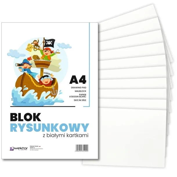 Wektor Blok Rysunkowy z Białymi Kartkami A4 20 Kartek
