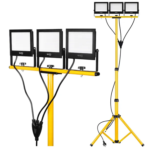 ZESTAW HALOGEN naświetlacz 3x 50W 4500K LAMPA LED STATYW budowlany wtyczka