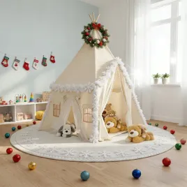 namiot-domek-dla-dzieci-do-pokoju-dwudrzwiowy-3m-led-ozdobne-flagi-mata