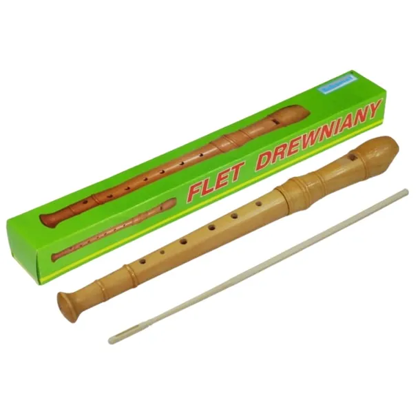 FLET DREWNIANY PROSTY SZKOLNY Z WYCIOREM SCHEMAT INSTRUMENT DO NAUKI GRANIA