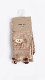 skarpetki-dzieciece-zara-bear-brazowe-bawelniane