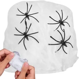 sztuczna-pajeczyna-biala-z-4-pajakami-halloween-dekoracja-rozciagliwa