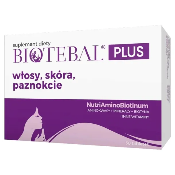 Biotebal Plus włosy Skóra Paznokcie Suplement Diety 30 Tabletek