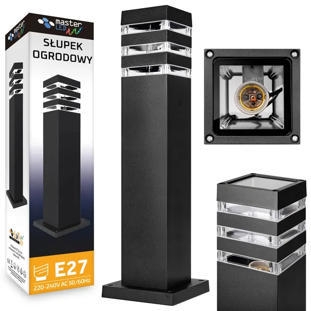 Lampa Ogrodowa Stojąca Słupek LED 50cm zewnętrzna E27 CZARNA filament