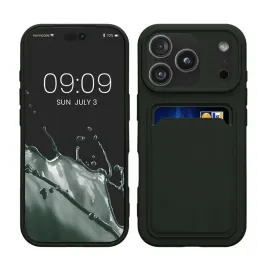 kwmobile-etui-iphone-17-pro-z-przegrodka-na-karty-ciemnozielone