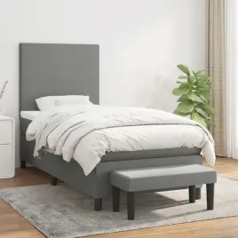 vidaxl-lozko-kontynentalne-z-materacem-ciemnoszara-tkanina-100x200-cm