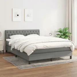 vidaxl-lozko-kontynentalne-z-materacem-ciemnoszara-tkanina-140x190-cm