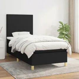 vidaxl-lozko-kontynentalne-z-materacem-czarne-tkanina-90x190-cm