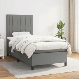 vidaxl-lozko-kontynentalne-z-materacem-ciemnoszara-tkanina-100x200-cm