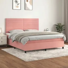 vidaxl-lozko-kontynentalne-z-materacem-rozowe-160x200-cm-aksamit