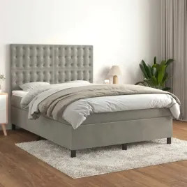 vidaxl-lozko-kontynentalne-z-materacem-jasnoszare-aksamit-140x190cm