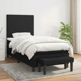 vidaxl-lozko-kontynentalne-z-materacem-czarne-tkanina-90x190-cm