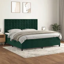 vidaxl-lozko-kontynentalne-z-materacem-zielone-aksamit-200x200-cm