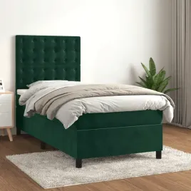 vidaxl-lozko-kontynentalne-z-materacem-zielone-aksamit-90x190-cm