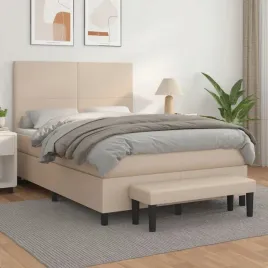 vidaxl-lozko-kontynentalne-z-materacem-cappuccino-ekoskora-140x190cm