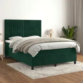vidaxl-lozko-kontynentalne-z-materacem-zielone-aksamit-140x190-cm