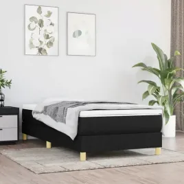 vidaxl-lozko-kontynentalne-z-materacem-czarne-tkanina-90x190-cm