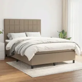 vidaxl-lozko-kontynentalne-z-materacem-taupe-tkanina-140x200-cm