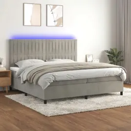 vidaxl-lozko-kontynentalne-z-materacem-i-led-szare-200x200cm-aksamit
