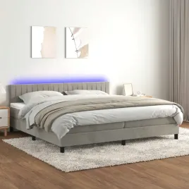 vidaxl-lozko-kontynentalne-z-materacem-i-led-szare-200x200cm-aksamit