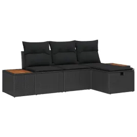 vidaxl-zestaw-sof-na-ogrod-z-poduszka-4-pcs-czarny-polirattan