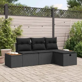 vidaxl-zestaw-sof-na-ogrod-z-poduszka-4-pcs-czarny-polirattan