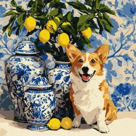 malowanie-po-numerach-corgi-i-cytryny-40x40cm