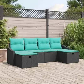 vidaxl-zestaw-sof-na-ogrod-z-poduszka-6-pcs-czarny-polirattan