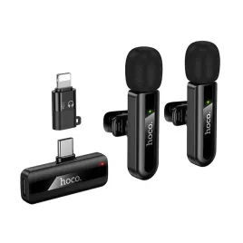 mikrofon-bezprzewodowy-podwojny-lightning-usb-c-hoco-l20a-czarny