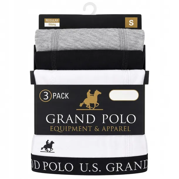 Bokserki Męskie U.S GRAND POLO 3-pack Szary/Biały/Czarne XXL