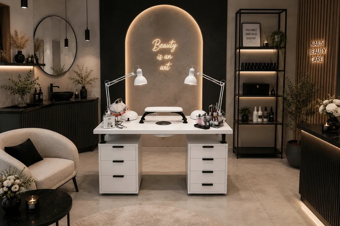 biurko-stanowisko-do-manicure-kosmetyczne-biale-z-czarnymi-uchwytami-daming