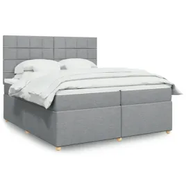 vidaxl-lozko-kontynentalne-z-materacem-jasnoszare-tkanina-200x200-cm