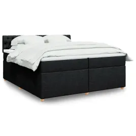 vidaxl-lozko-kontynentalne-z-materacem-czarne-tkanina-200x200-cm