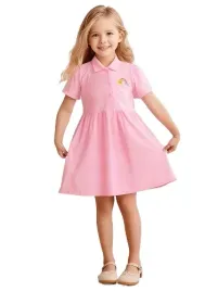 bawelniana-sukienka-dziecieca-polo-rozowa-pink-nadruk-tecza-116-122