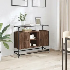vidaxl-szafka-boczna-ze-szklanym-blatem-brazowy-dab-98x35x81-cm
