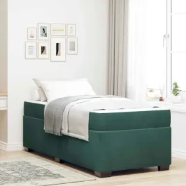 vidaxl-ramka-lozka-z-materacem-ciemna-zielen-90-x-190-cm-tkanina